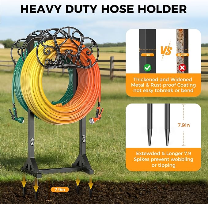 Garden Hose Holder Holds 2 * 160Ft Hoses, Heavy-Duty Freestanding Water Hose - Image 4