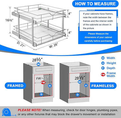 WelFurGeer 2-Tier Kitchen Cabinet Pullout Shelf and Drawer Organizer, Soft - Image 3