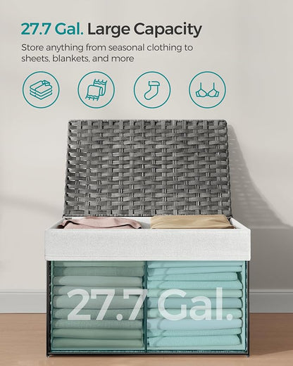 SONGMICS Storage Basket with Lid, Woven Blanket Storage Bin with Handles - Image 8