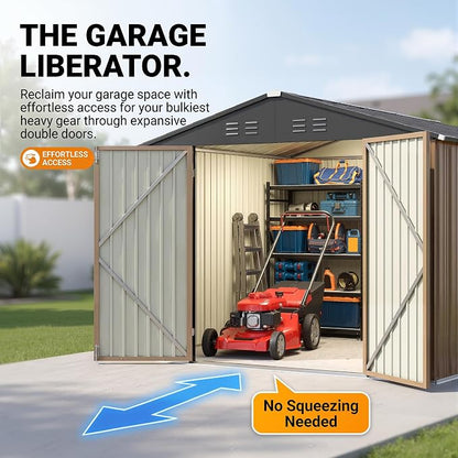 Devoko 8x10 FT Outdoor Storage Shed, Metal Tool Shed - Image 3