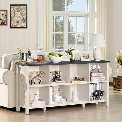 8 Cube Book Shelf, Farmhouse Wood Long Storage Organizer Bookcase, Kids Toy - Image 3