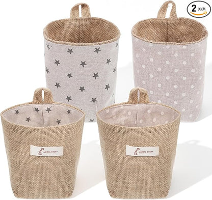 2 Pack Hanging Basket for Door, Small Wall Hanging Storage Bags Jute Wall by Unknown