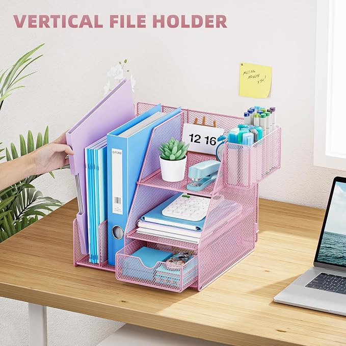 Marbrasse Desk Organizer and Accessories, 3-Tier File Organizer - Image 5