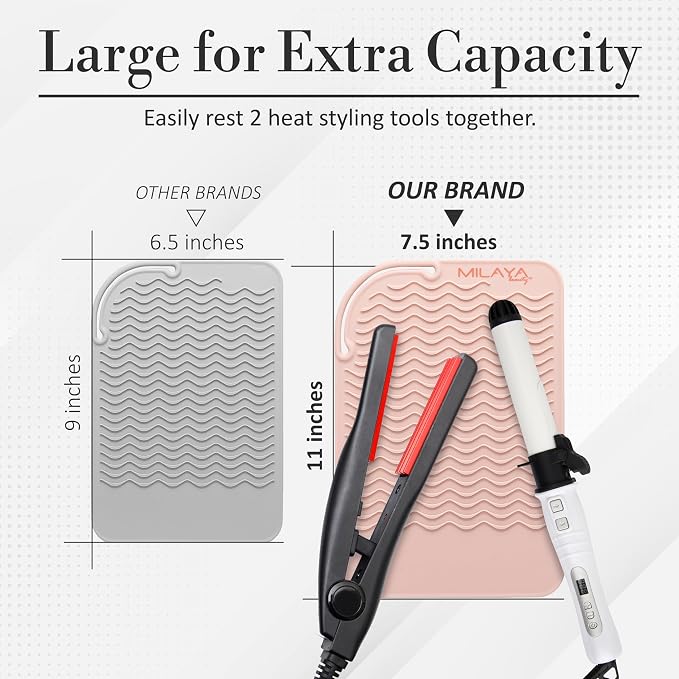 Vanity Accessories Heat Resistant Mat – Silicone Flat Iron & Curling Iron Holder - Image 3