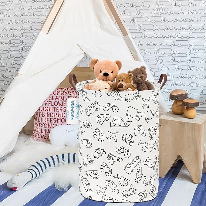 LANGYASHAN Laundry Basket Canvas Fabric Collapsible Organizer Basket - Image 5
