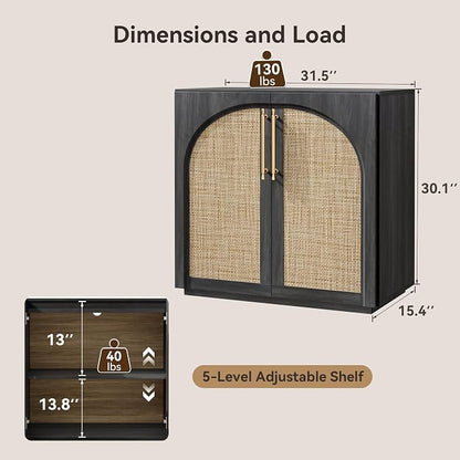 Buffet Cabinet with Rattan Doors, 94.5'' W Arched Sideboard | Modular Sideboard - Image 2