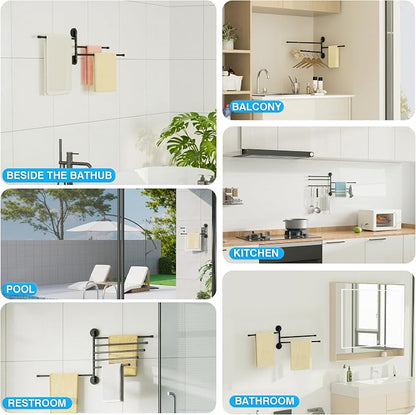 Alise Swivel Towel Rack, Folding 6 Arms Hand Towel Bars Towel Hanger - Image 8