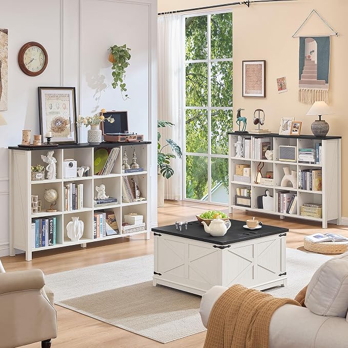 Joaxswe 12 Cube Storage Organizer, Farmhouse 62 Inch Warm White Display - Image 3