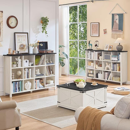 Joaxswe 12 Cube Storage Organizer, Farmhouse 62 Inch Warm White Display - Image 3