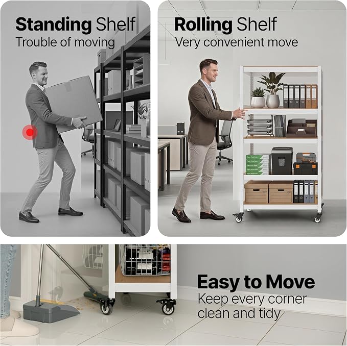 HOMEDANT 5-Tier Rolling Shelving Unit - Image 8