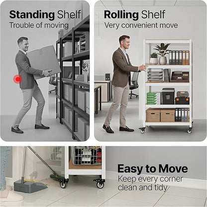 HOMEDANT House White 32" W 5 Tier Rolling Pegboard Storage Cart Wheels | - Image 8
