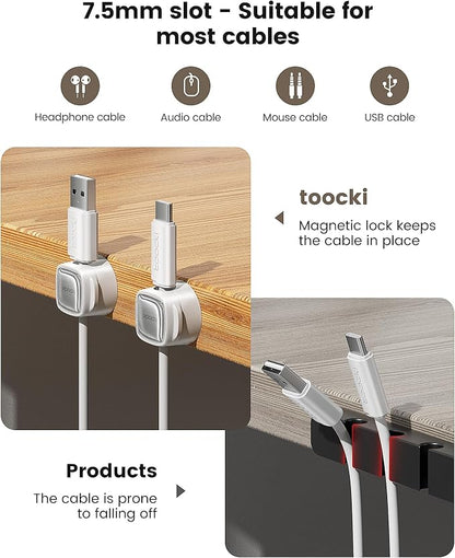 6 Pack Magnetic Cable Clips – Cord Organizer & Holder, Toocki Adhesive Cable - Image 9