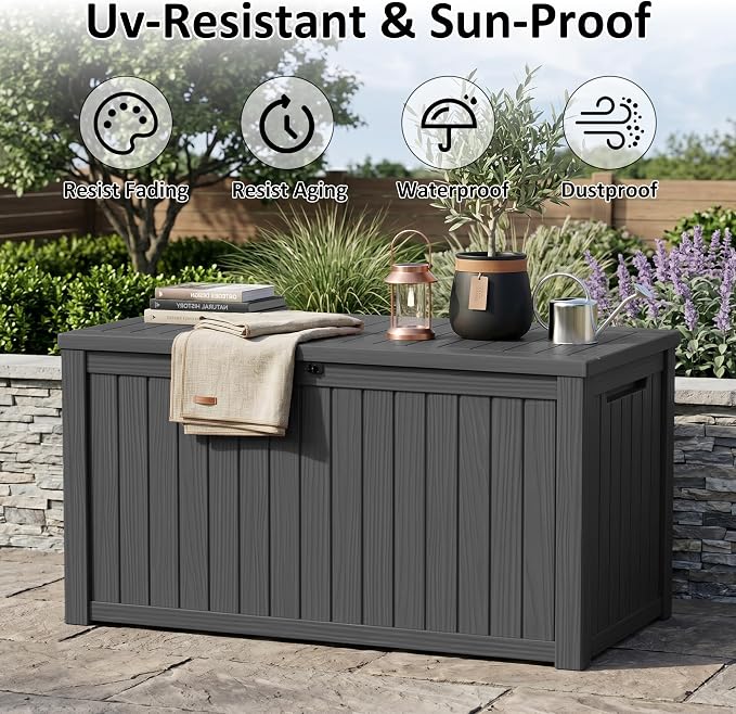 PatioZen 200 Gallon Deck Box, Outdoor Storage Box, Large Deck Box, Waterproof - Image 4