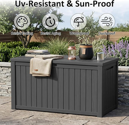 PatioZen 200 Gallon Deck Box, Outdoor Storage Box, Large Deck Box, Waterproof - Image 4
