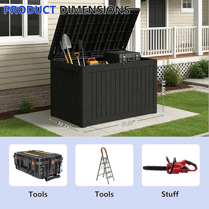 270 Gallon Outdoor Storage Box Resin Deck Box All Weather Waterproof Large - Image 2