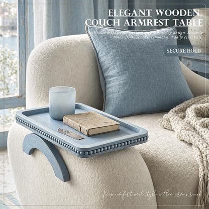 Pine Wood Sofa Arm Tray with Beaded Edge - Image 3