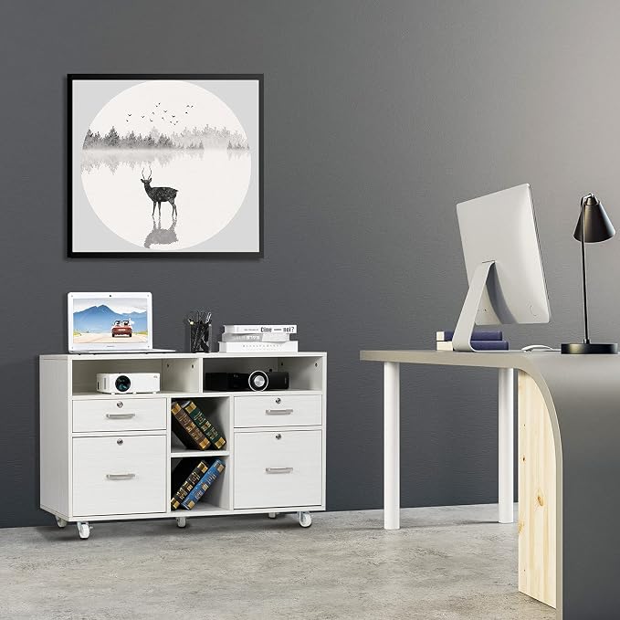 VINGLI Wood Mobile File Cabinet - Image 8
