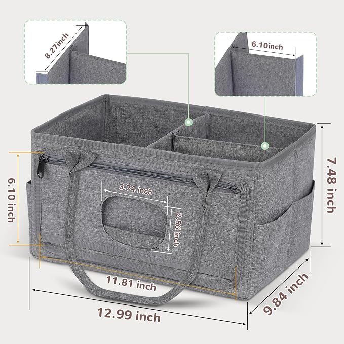 Volnamal Diaper Caddy with Wipe Dispenser One-Handed Access, Portable Car - Image 5