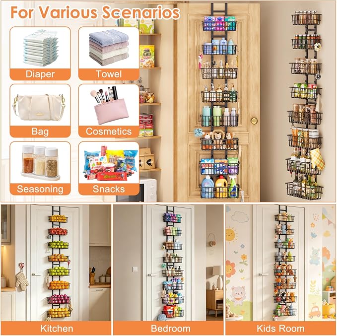 Hongtamoya 8 Tier Over The Door Organizer, Adjustable Hanging Door Organizer - Image 7