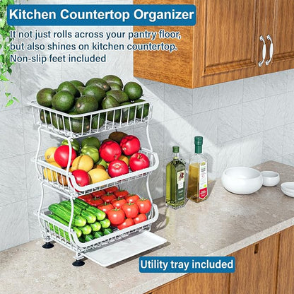 OKZEST 3-Tier Rolling Pantry Floor Organizers and Storage Cart - Image 8