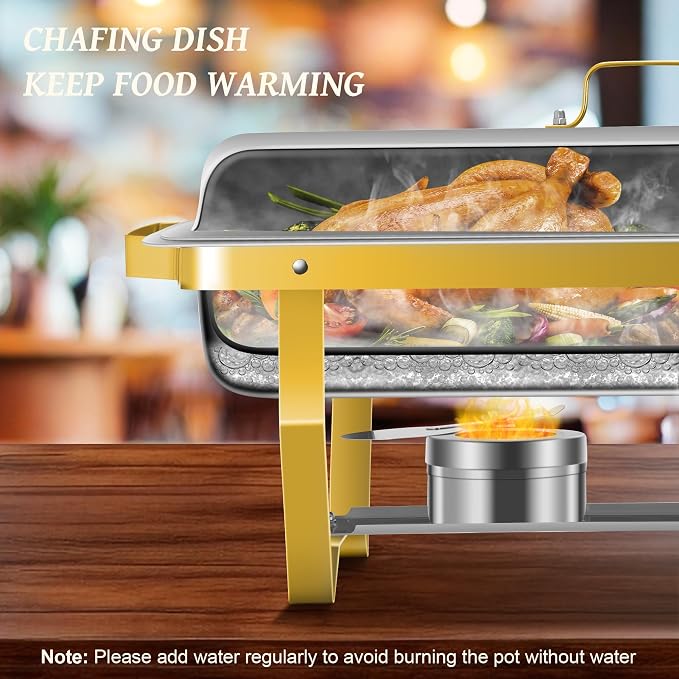 Rengue 9.5QT Chafing Dishes for Buffet, Buffet Servers and Warmers Heating & - Image 4