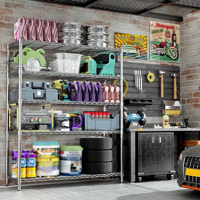 45" W x 20" D x 72" H Heavy Duty Wire Shelving Unit, 5-Tier Utility Storage - Image 2
