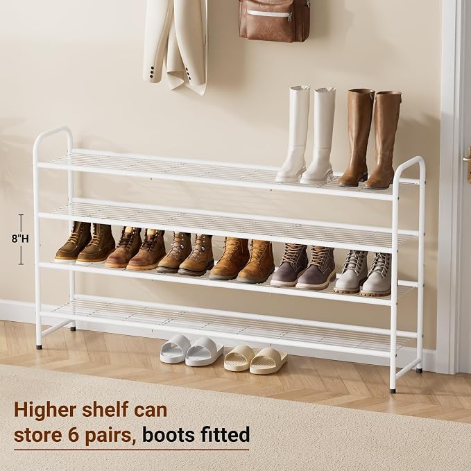 KEETDY 4-Tier Long Shoe Rack for Closet Floor, Wide Shoe Organizer Storage - Image 2