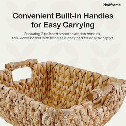 Medium Rectangular Handwoven Wicker Basket - Image 5