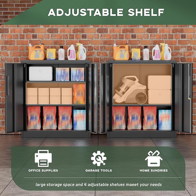 Greenvelly Metal Storage Cabinet, Lockable Storage Cabinets - Image 5