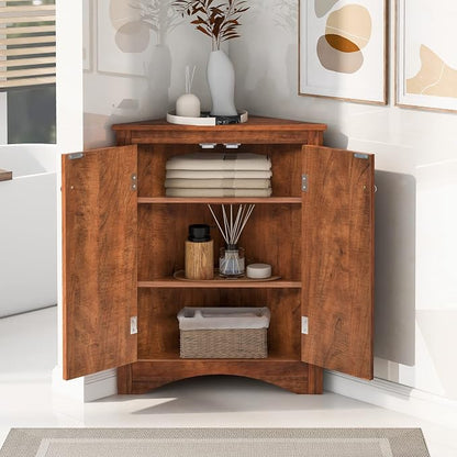 GDFStudio 31.5" H Triangle Corner Bathroom Storage Cabinet by GDFStudio