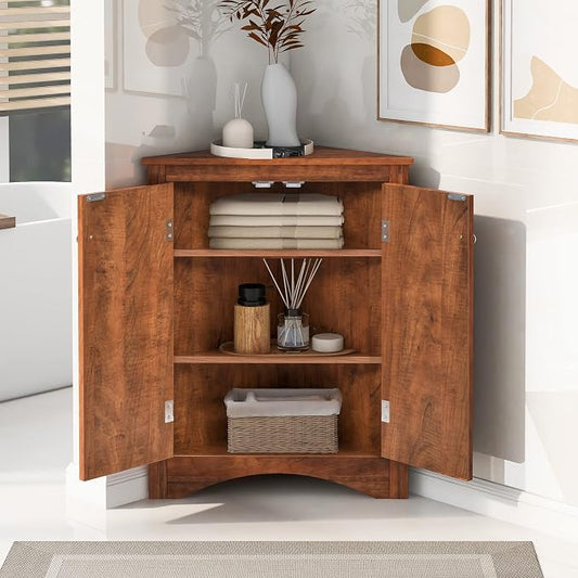 GDFStudio 31.5" H Triangle Corner Bathroom Storage Cabinet by GDFStudio