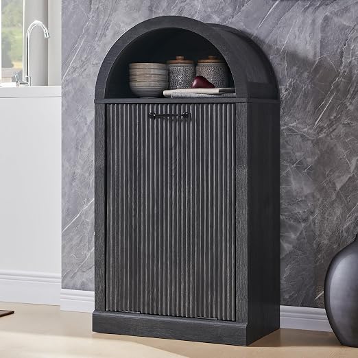 Arched Tilt-Out Trash Can Cabinet, Fluted 10 Gallon Trash Can Cabinet Set of 2 - Image 8