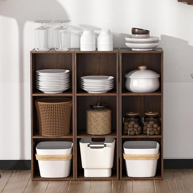 3 Cube Storage Organizer, 3Tier Cube Low Bookcase Freestanding Storage Display - Image 2