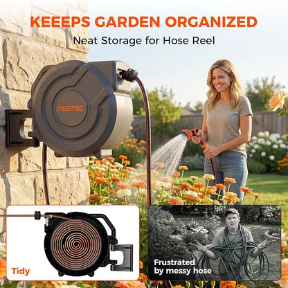 Upgraded Retractable Garden Hose Reel 5/8 inch x 100 ft Wall-Mounted 9 Pattern - Image 2
