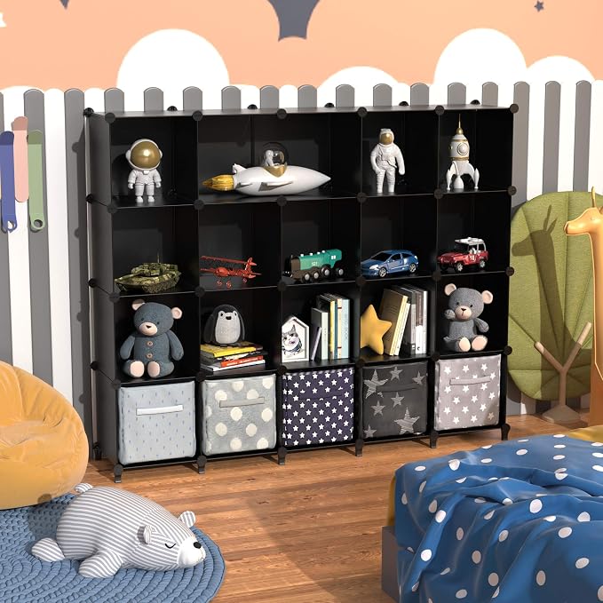HOMIDEC 20 Black Cube Storage Organizer, Modular Storage Shelf - Image 4