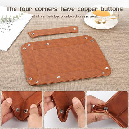 Deluxe Leather Tray Desktop Storage Organizer Watch Remote Control Jewelry Cell - Image 3