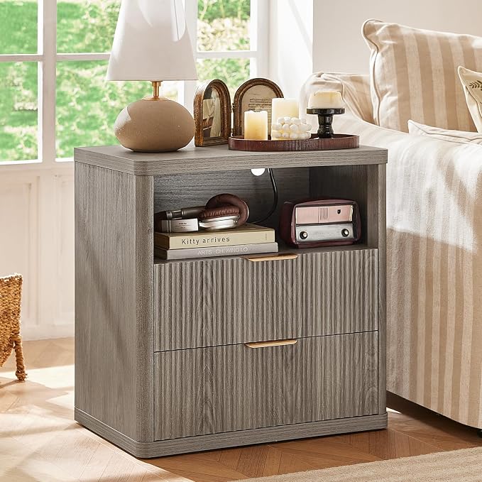 LEYAOYAO Fluted Farmhouse Nightstand Set of 2 - Image 5