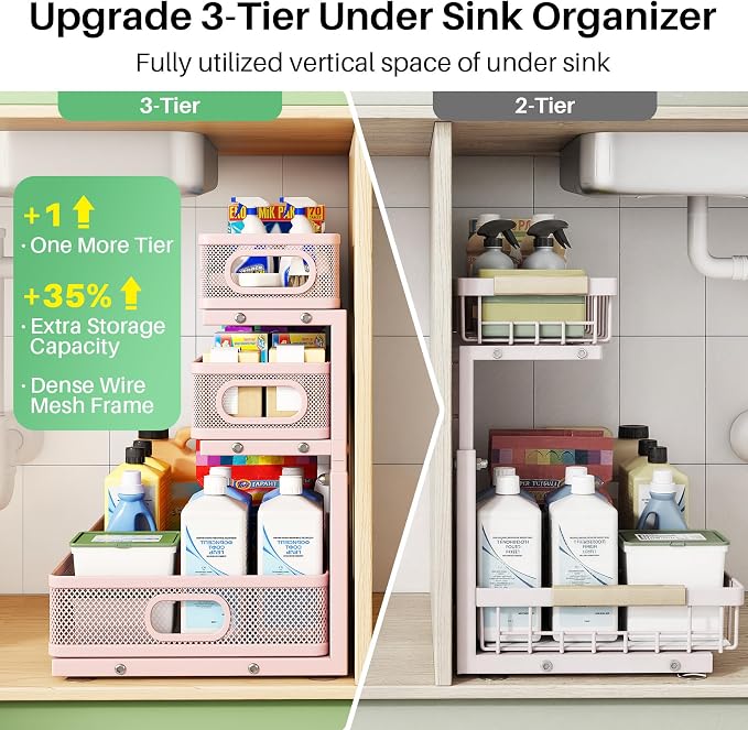 Kitstorack Under Sink Organizer, Slide out Storage Drawer Rack - Image 3