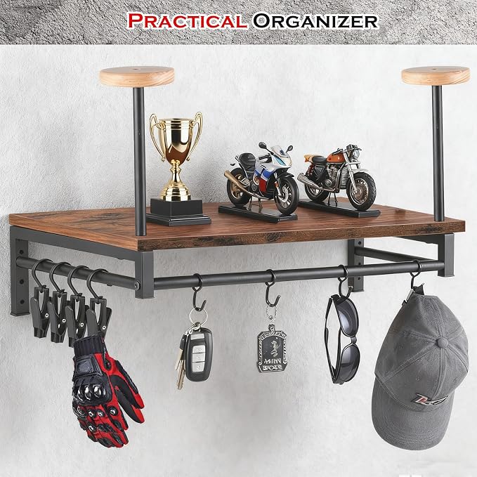 Motorcycle Helmet Holder Wall Mount, Gear Storage Rack - Image 5