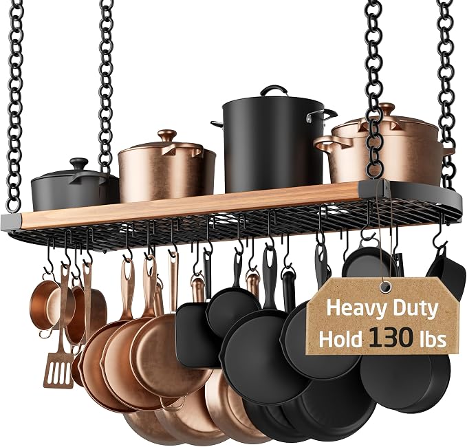 KES 48 Inch Large Hanging Pot Rack Ceiling Mount by KES