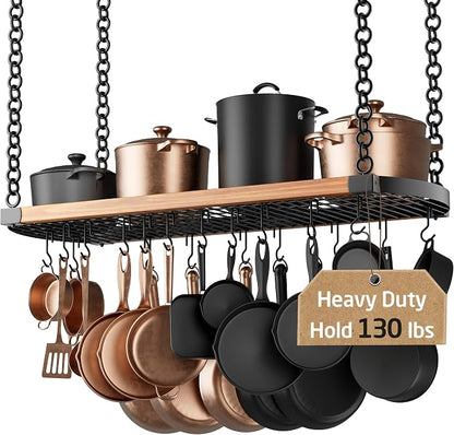 KES 48 Inch Large Hanging Pot Rack Ceiling Mount by KES