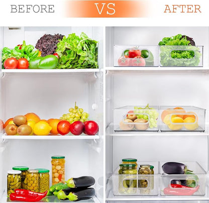 LotFancy Refrigerator Organizer Bins, 4 Pack, BPA Free Clear Plastic Storage - Image 6