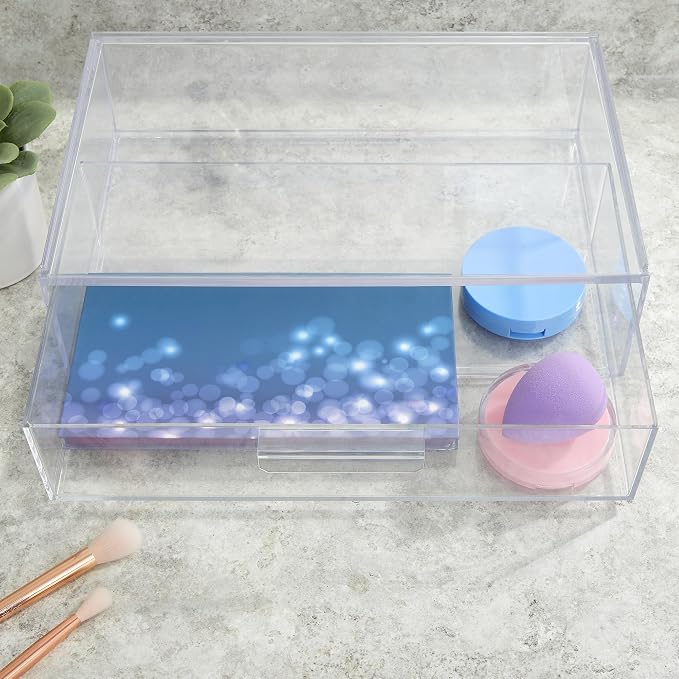 STORi Audrey Stackable Clear Bin Plastic Organizer Drawer | Organize Eyeshadow - Image 6