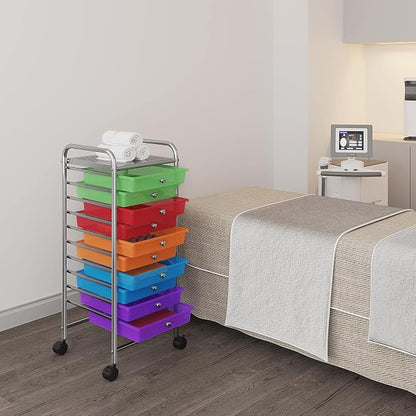 Yaheetech 10 Drawer Cart Rolling Plastic Storage Cart and Organizer - Image 6