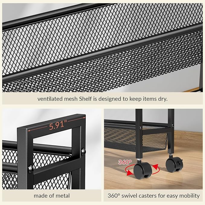 6 Tier Slim Storage Cart, Narrow Cart - Image 7