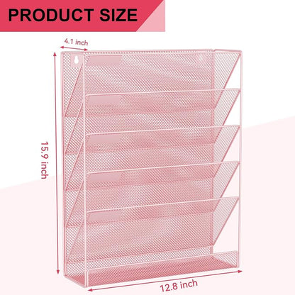 Wall File Organizer Holder Mesh Hanging Paper Document Holder, Vertical 6 - Image 3