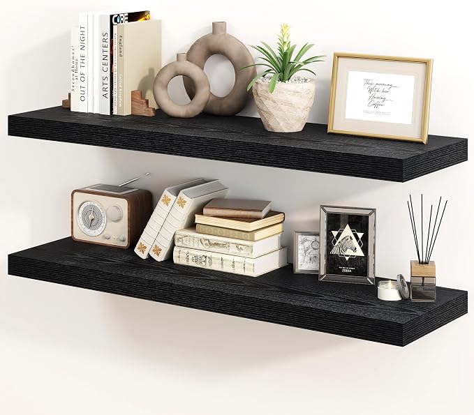 30 Inch Floating Shelves, Rustic Floating Wall Shelves 8 Inch Deep, 30 x 8 by FunMemories
