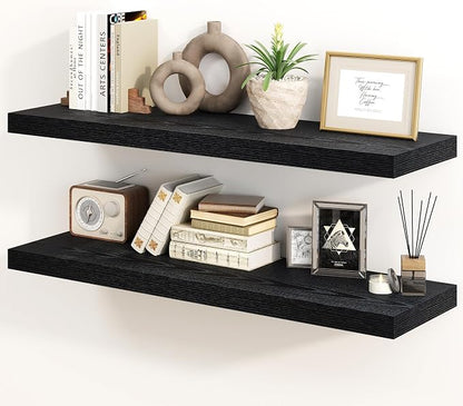 30 Inch Floating Shelves, Rustic Floating Wall Shelves 8 Inch Deep, 30 x 8 by FunMemories