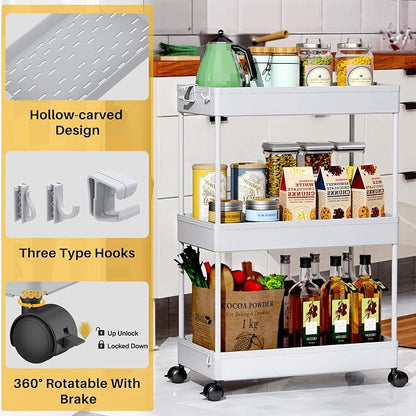 SPACEKEEPER Rolling Storage Cart 3 Tier Bathroom Cart Organizers - Image 2