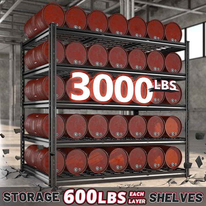 REIBII 55" W Garage Shelving, Storage Shelves Load 3000LBS, 5 Tier Adjustable - Image 4